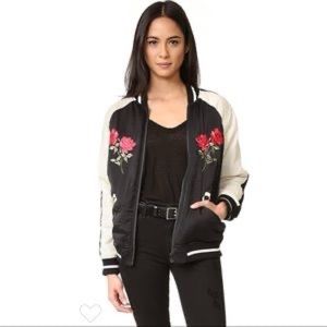 Capulet Silk Bomber with Rose Embroidery XS